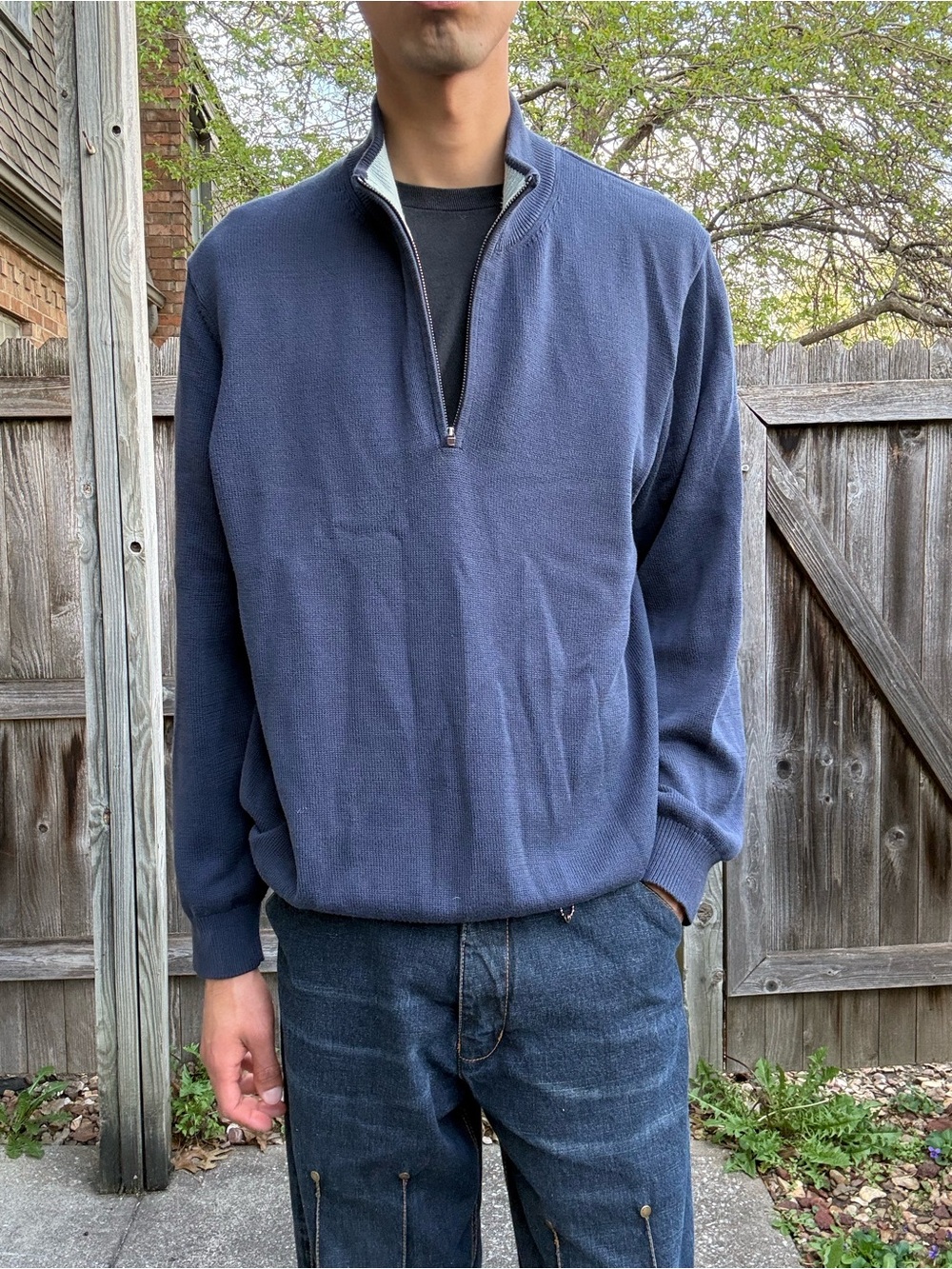 John W. Nordstrom Men's Navy Quarter-Zip Pullover Sweater